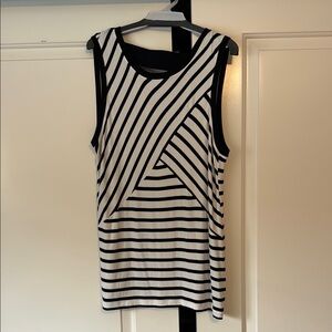 CAbi Graphic Black and White Asymmetrical Tank Top